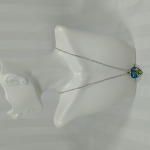 Silver Plated Animal Print Wildlife Jungle Lion Tiger Heart Shape Charm Necklace